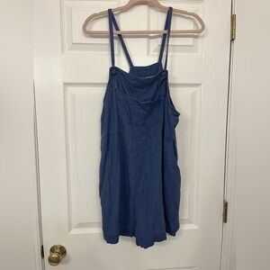 Blue Linen Blend Overalls